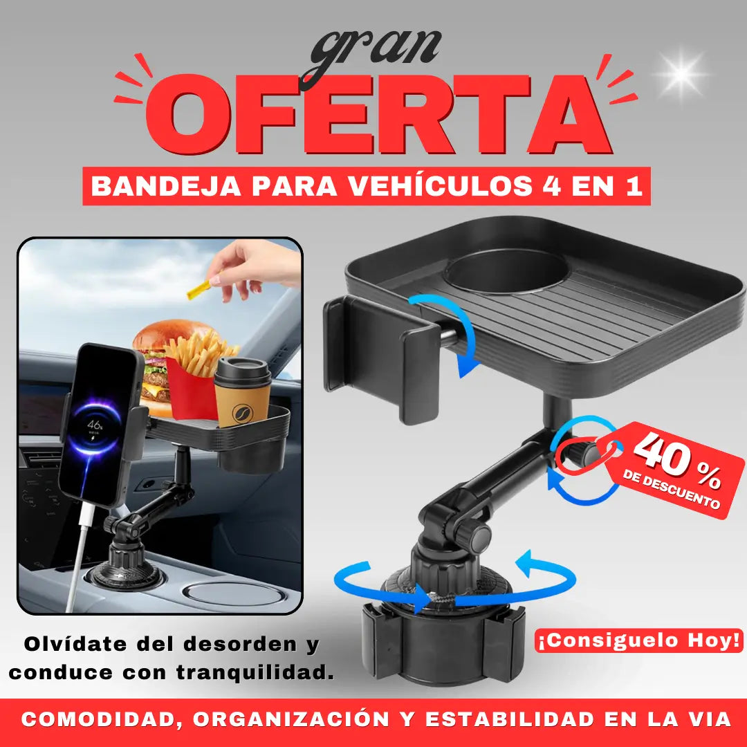 SOPORTE BANDEJA 4 EN 1 PARA VEHICULOS