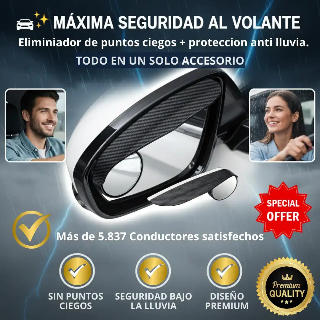 VisionGuard® 2 EN 1- Espejo 360°+Protector anti lluvia