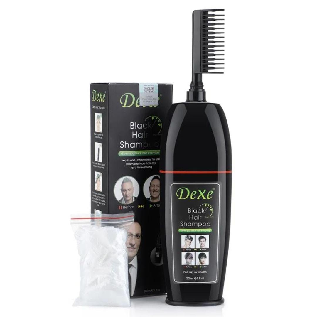 SHAMPOO CUBRE CANAS BLACK HAIR DEXE BOTELLA - Economix