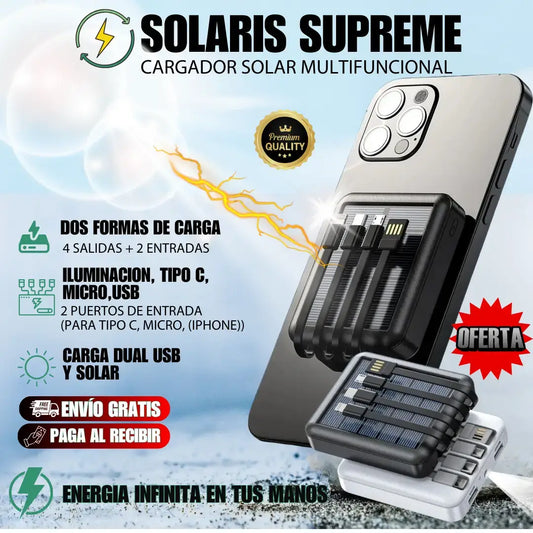 Power Bank Solar Multifuncional con Linterna
